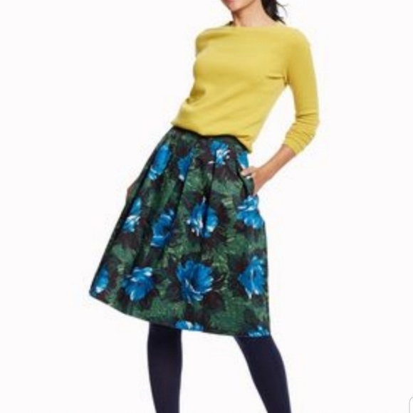 Boden Dresses & Skirts - Boden Sophia Pleaded Green Floral Skirt Sz 6R
